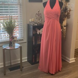 Elegant Pink Halter Dress